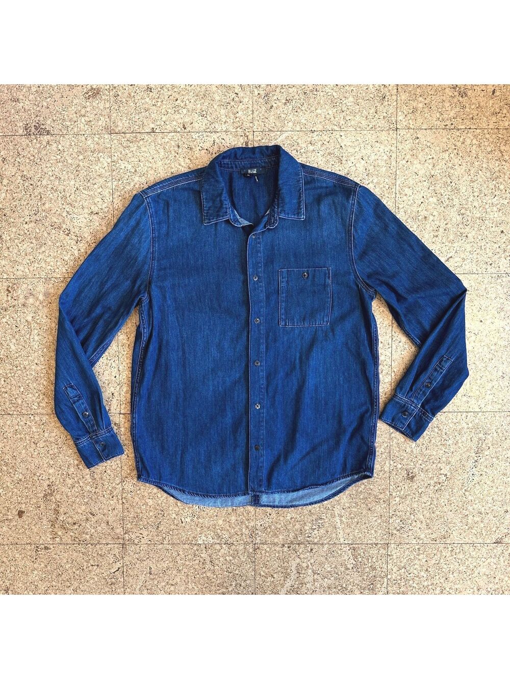 Paige Raymond Denim Shirt Men's Medium Blue Jean Button Up M995J94-6195 Cotton